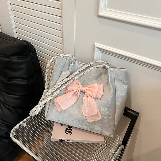 Women's Design Bow Contrast Color Versatile Hand-held Armpit Bags