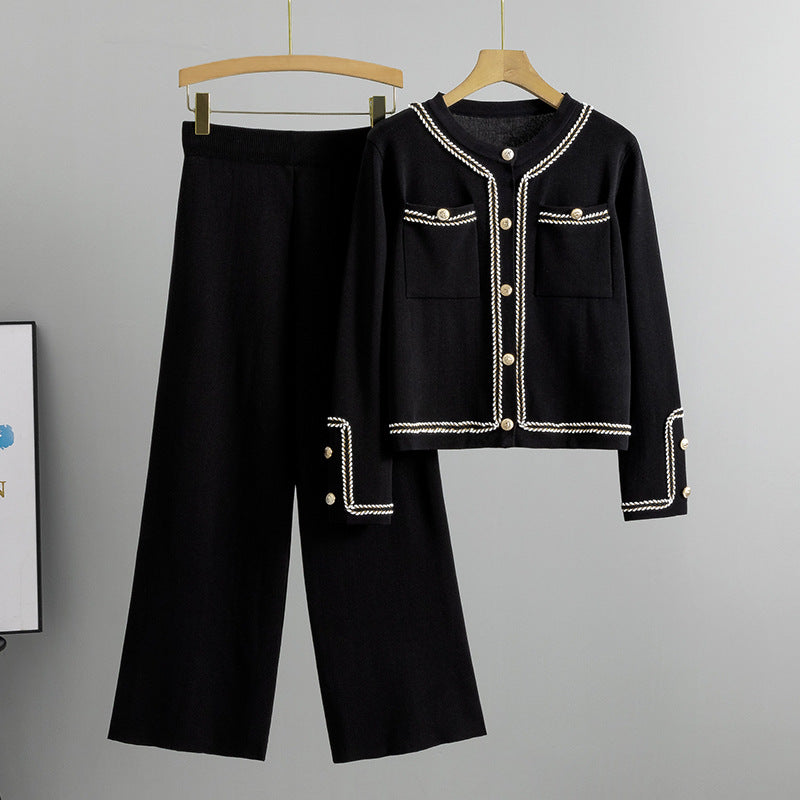 Women's Knitted Western Style Slimming Classic Two-piece Fashion Casual Suit