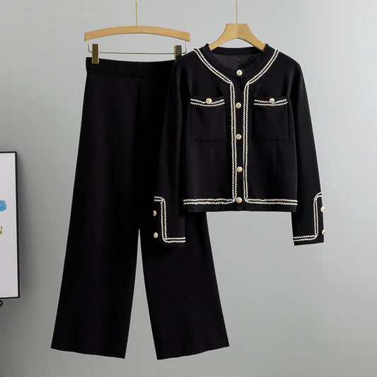 Women's Knitted Western Style Slimming Classic Two-piece Fashion Casual Suit