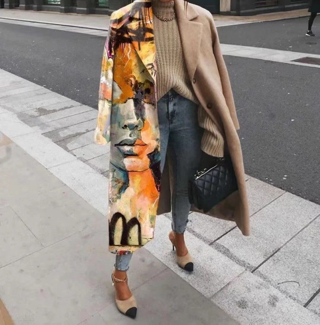 Women's Autumn Long Sleeve Printed Turn-down Collar Clothing