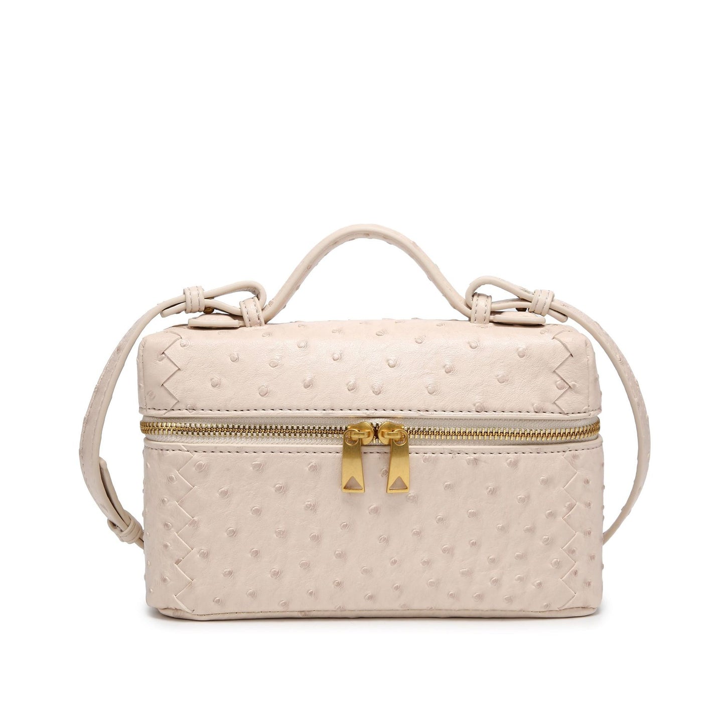 Graceful Ostrich Grain Lunch Box Portable Small Square Bags