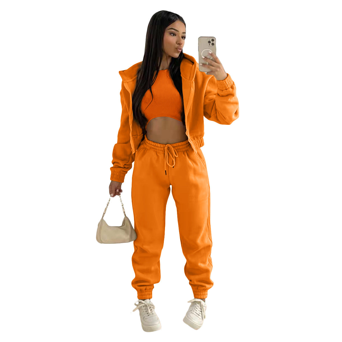 Women's Brushed Hoody Hooded Sports Casual Set Suits