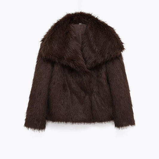 Women's Fashion Casual Polo Collar Lamb Wool Coats