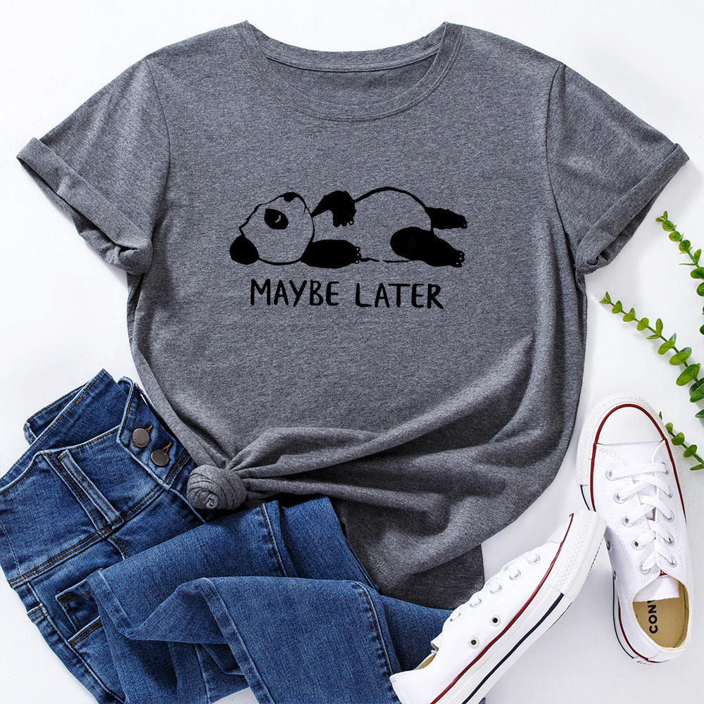 Women's Leisure Panda Printing Loose Round Neck Shorts