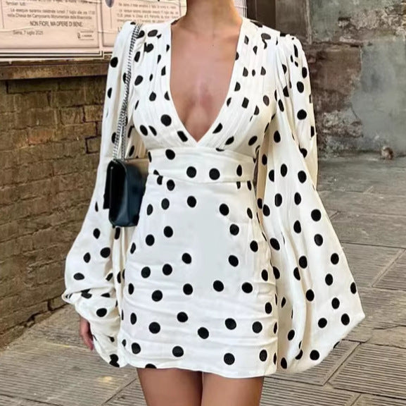 Women's Dot Element Deep Hot Slim Slimming Flared Sleeves Shorts