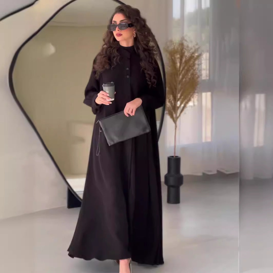 Muslim Spring Commuter Street Fashion Solid Dresses