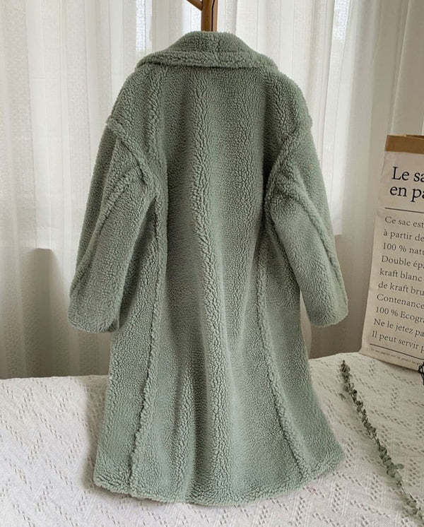 Women's Loose Fur Integrated Faux Mid-length Lamb Coats