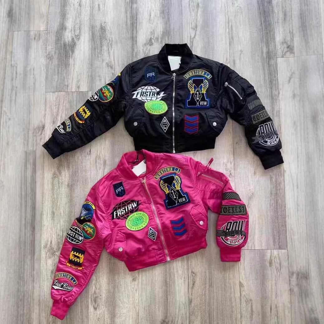Women's Trendy Long Sleeve Embroidered Decorative Sticker Jackets