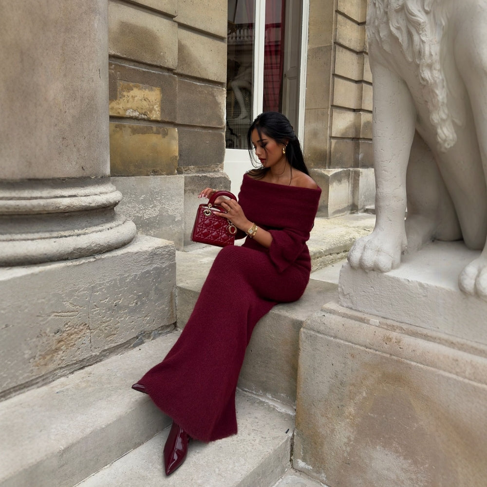 Solid Color Knitted Dress Fashionable Sexy Dresses