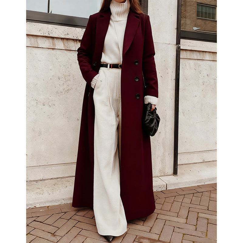 Women's Large Loose Casual Long Pure Color Coats