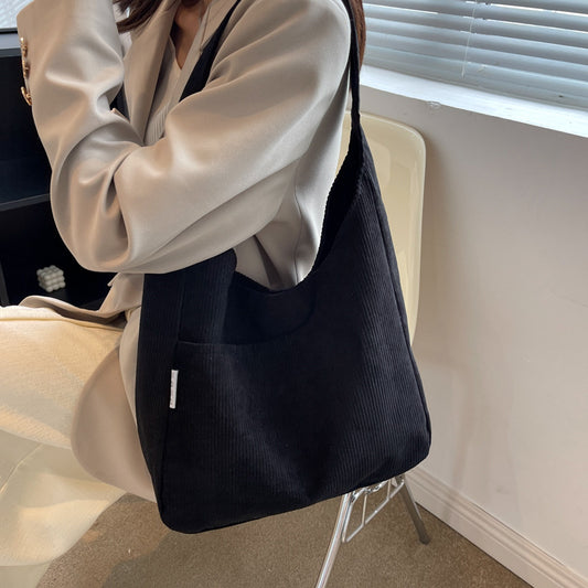 Women's Corduroy Large Capacity Korean Fashion Canvas Shoulder Bags