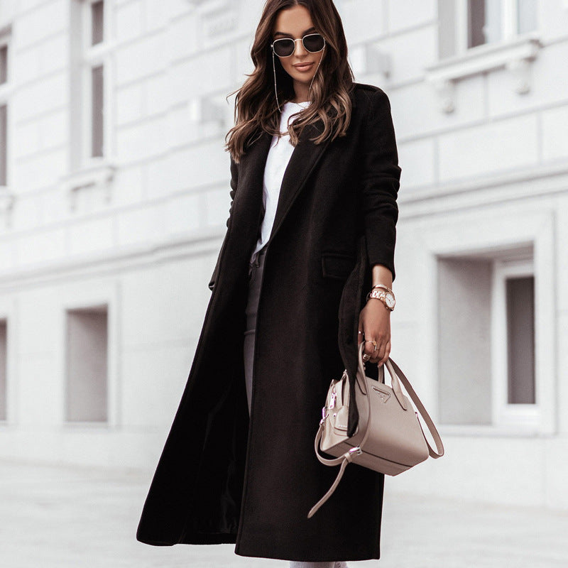 Women's Fashion Simple Lace Collar Woolen Coats