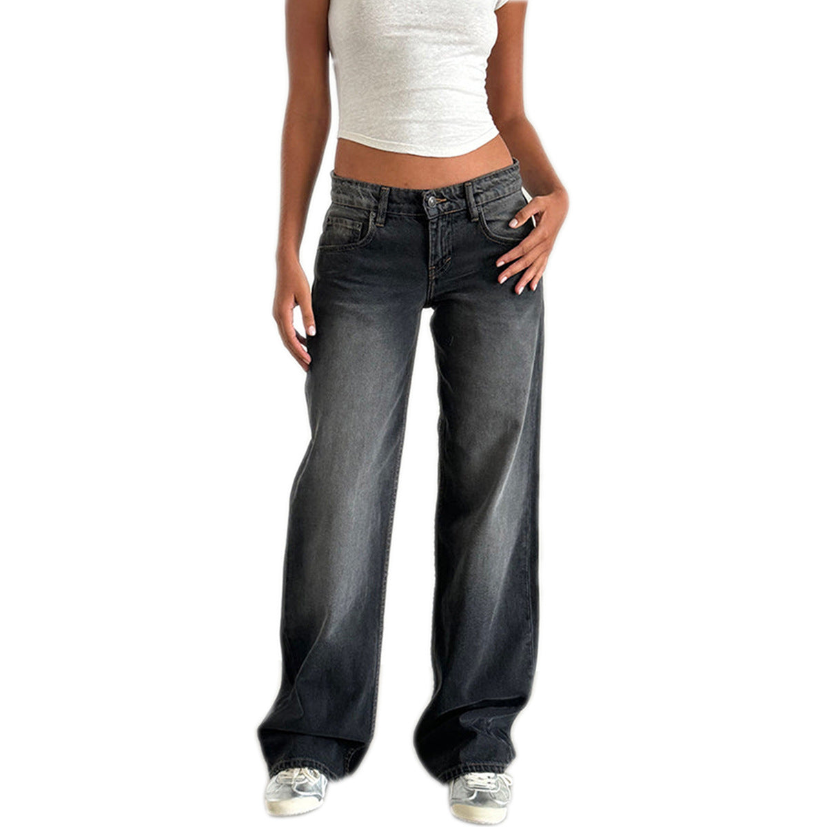 Women's High Quality Straight Slightly Flared Denim Jeans