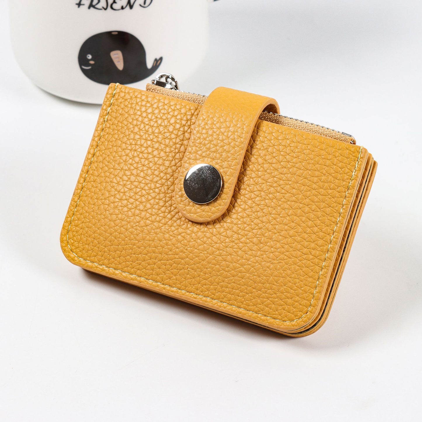 Simple Mini Lychee Pattern Fresh Zipper Card Holder