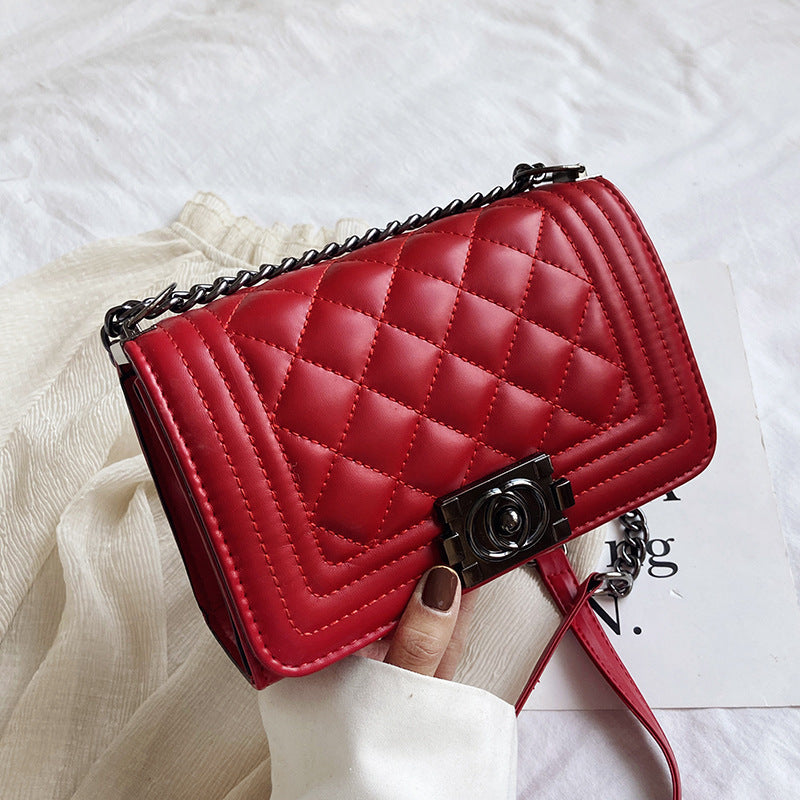 Women's Trendy Chic Rhombus Chain Western Style Shoulder Bags