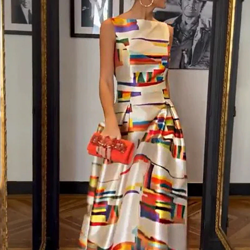 Autumn Fashion Casual Printing Waist Slim Dresses