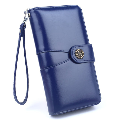 Women's Fashion Mobile Long Oil Leather Large Ladies Wallets