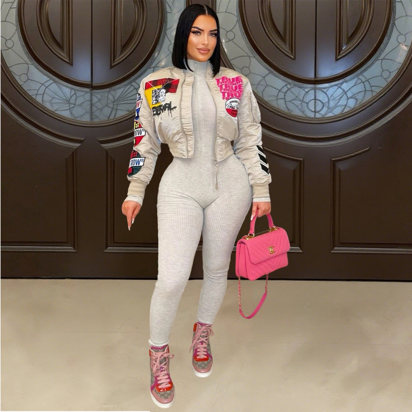Slouchy Classy Innovative Printed Casual Bomber Jackets