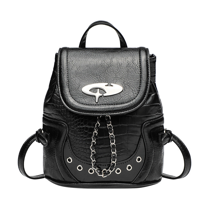 Pinkish Gray University Style Stitching Texture Backpacks