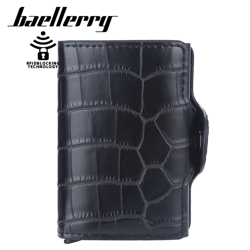 Men's Pattern For Short Aluminum Box Theft Automatic Card Holder