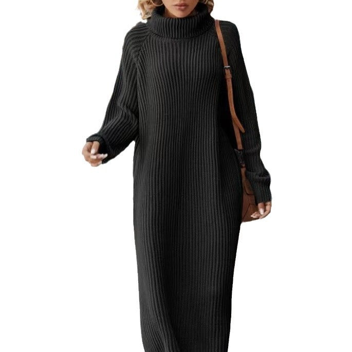With Loose Over Knee Turtleneck Knitting Long Dress Elegant Sweaters