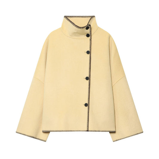 Autumn Turtleneck Silk Loose Stylish Long Jackets