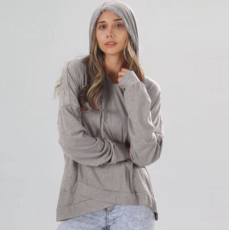 Charming Women's Autumn Hem Irregular Hooded Women's Sweater, Sweater