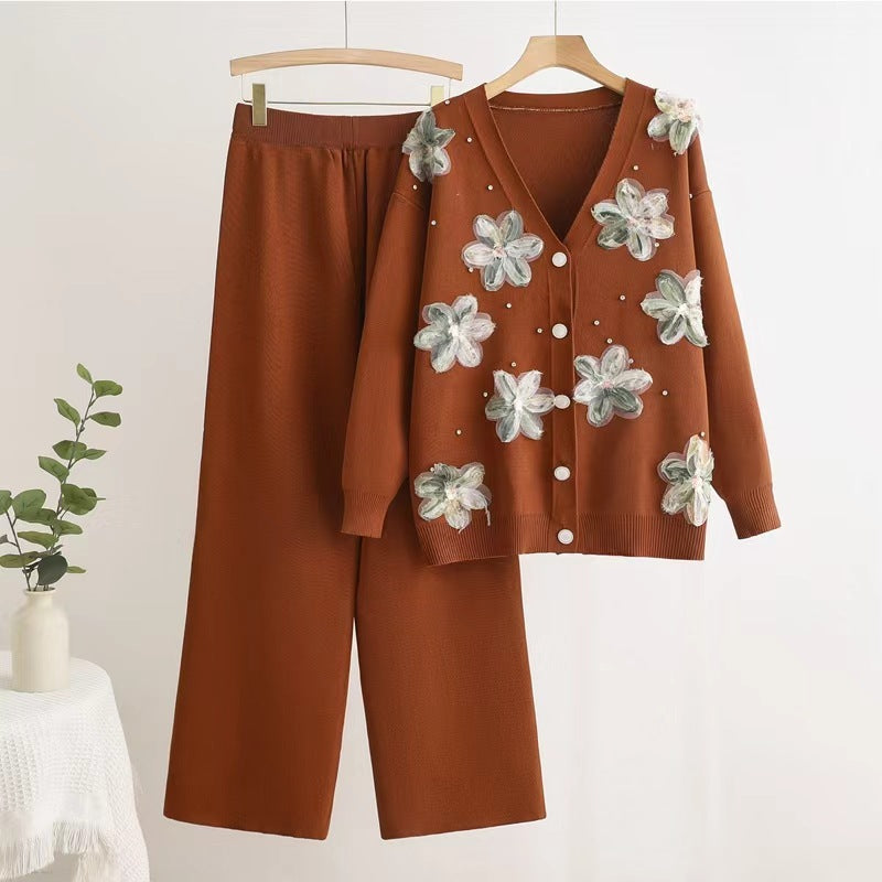 Temperament Commute Long Sleeve Knitted Two-piece Suits