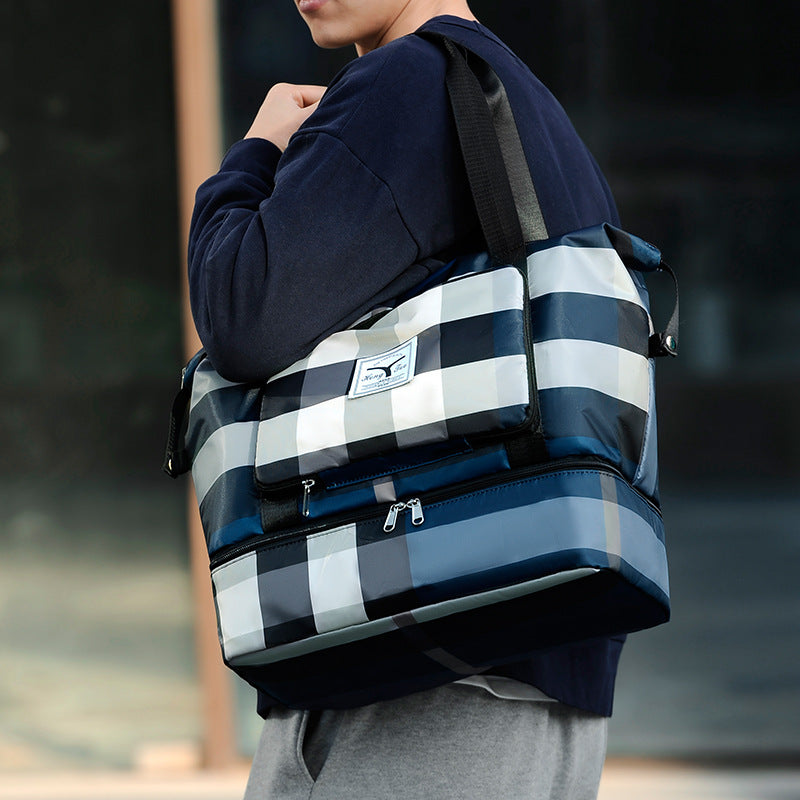 Foldable Plaid Fashion Large Capacity Trip Travel Bags