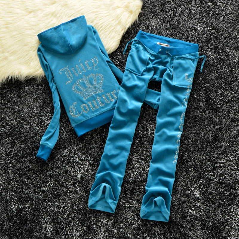 Women's Silk Veet Crown Hot Drilling Lettered Coats