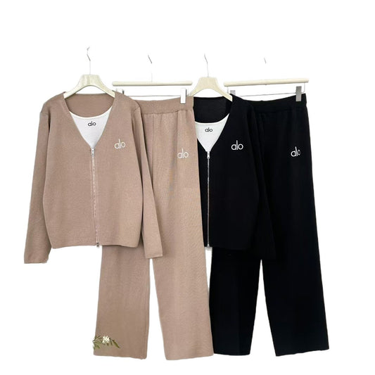 Women's Casual Style Knitting Fake Two-piece Korean Suits
