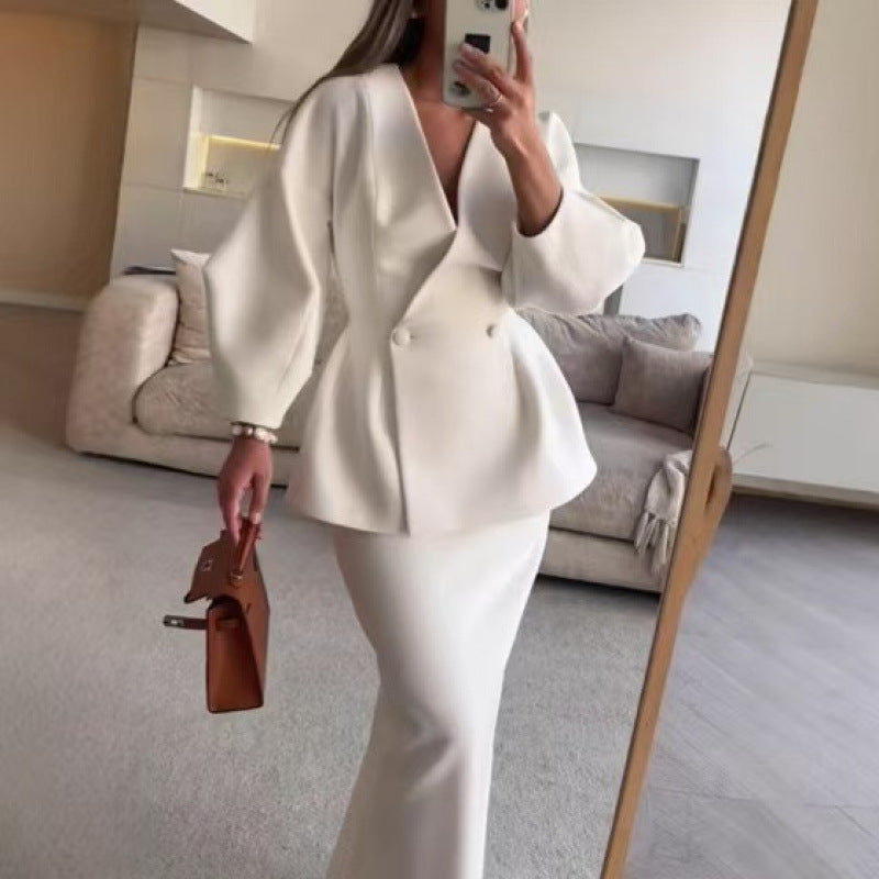 Summer Fashion Solid Color Bandage Dress Slim Suits