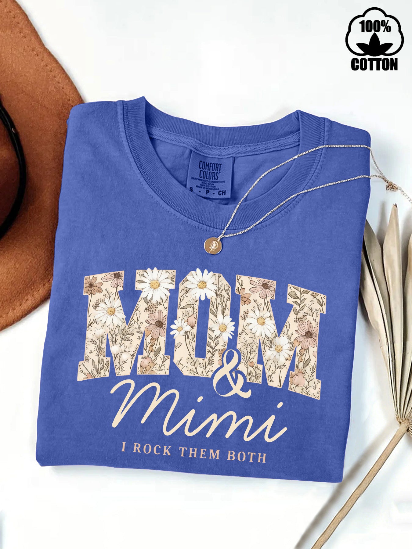 Pure Cotton Washed Fried Snowflake Mother Mei Love Both Printed Women's T-shirt