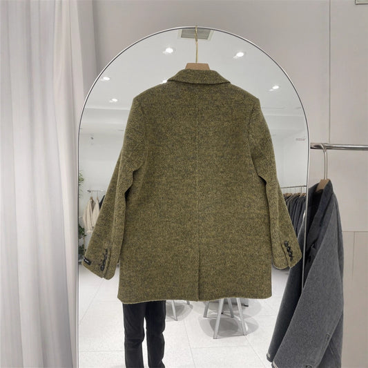 Women's Double Breasted Wool Cashmere Woolen Design Coats