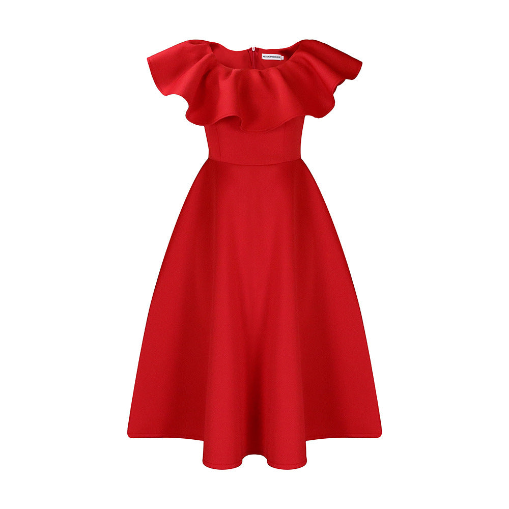Fashionable Elegant Ruffled Banquet Dress Party Dresses