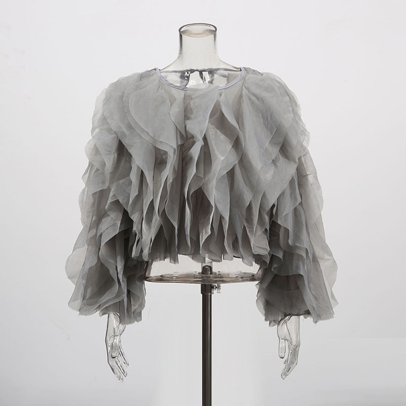 Solid Color Spring High-grade Round Neck Blouses