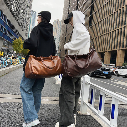 Retro Leather Neutral Waterproof Large Capacity Travel Bags