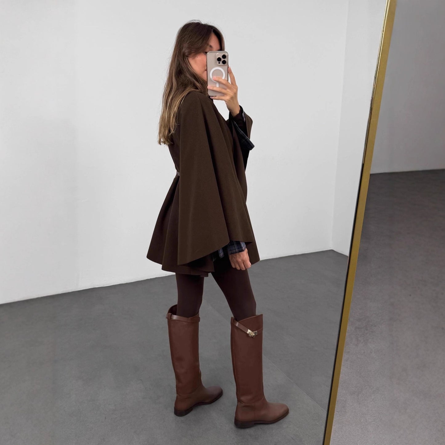 Women's Style Solid Color Waist Tight Woolen Coats