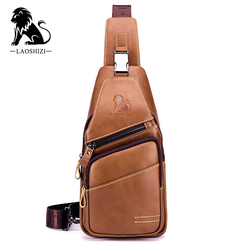 Men's Cowhide Versatile Fashion Large Capacity Men's Chest Bags