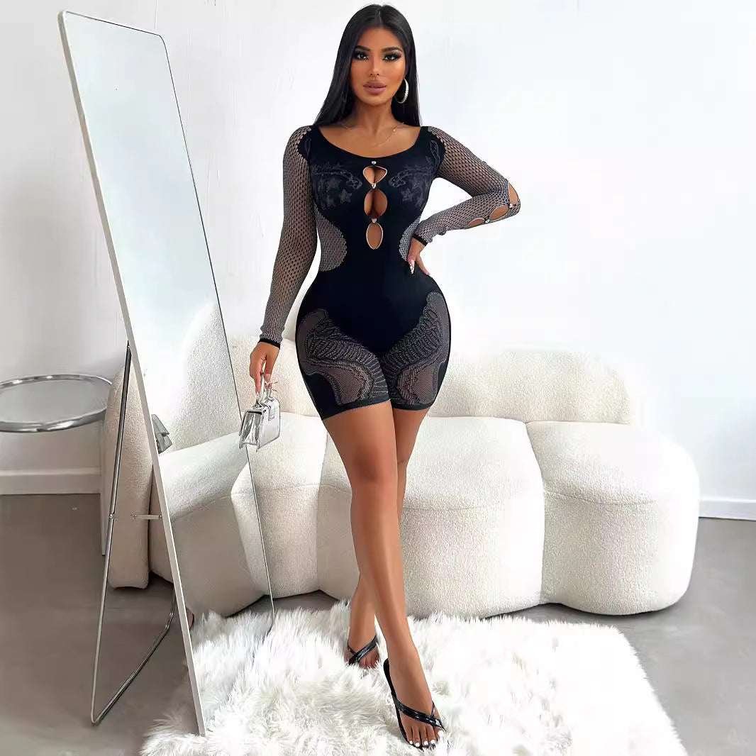 Women's Autumn Sexy Long-sleeved Knitted Fashionable Women's Jumpsuit/clothing