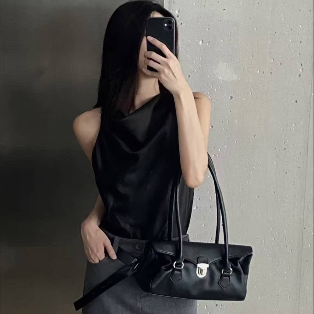 Women's Genuine Leather Niche Boston Bowling Armpit Bags