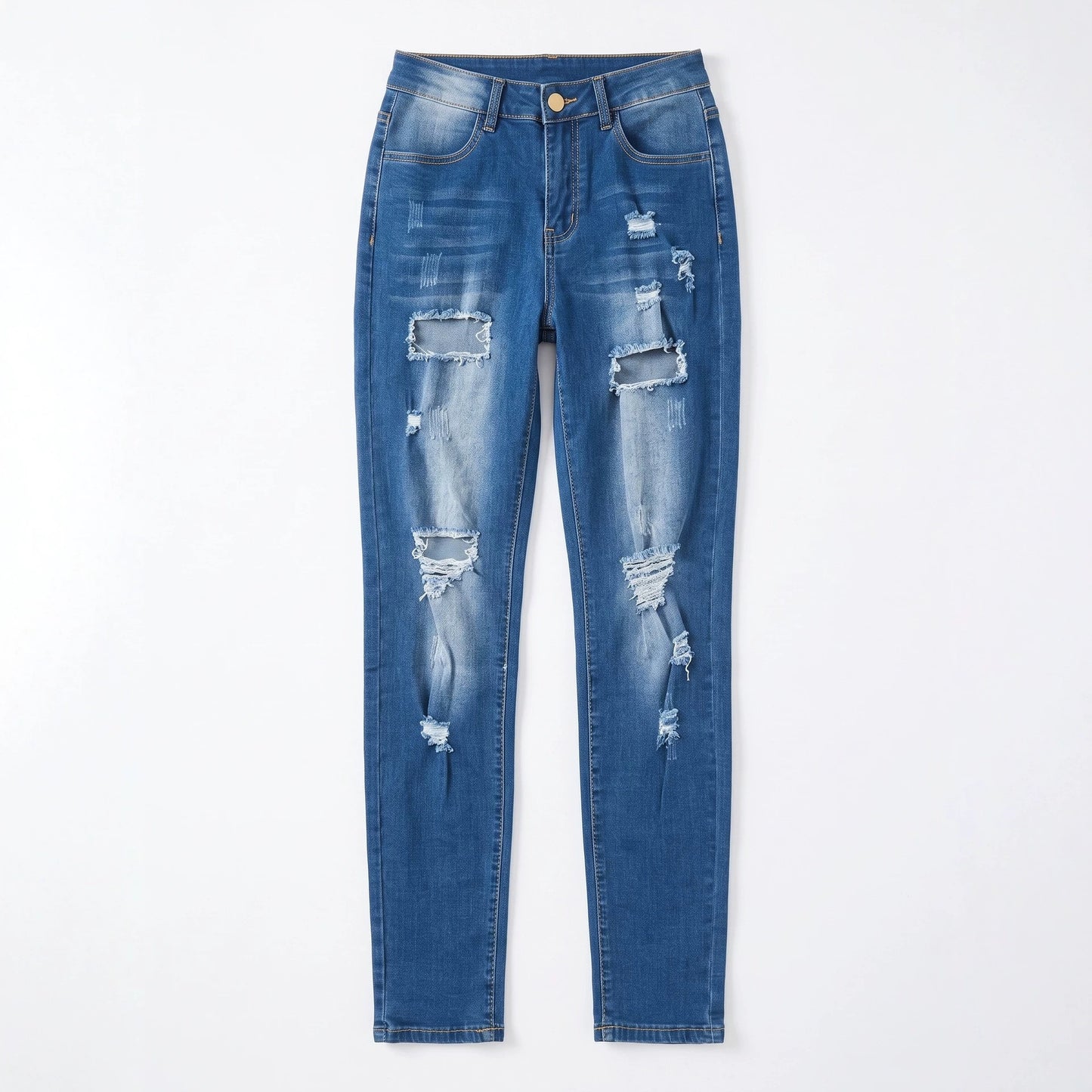 Women's High Waist Ripped Skinny Slimming Washed Women's Jeans