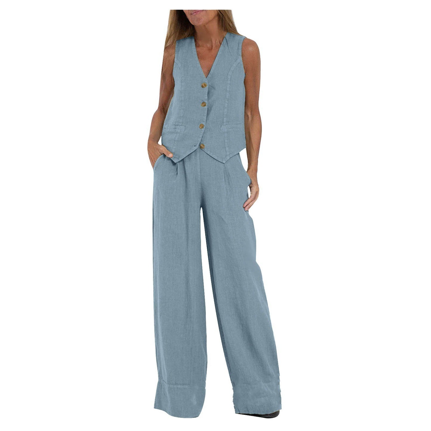 Trousers Patchwork Pure Sleeveless Color Temperament Fashion Casual Suit