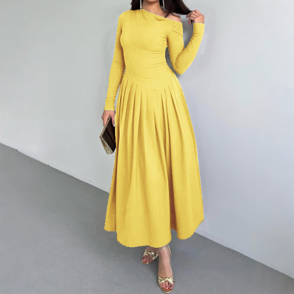 Women's Elegant High Waist Long Sleeves Dress