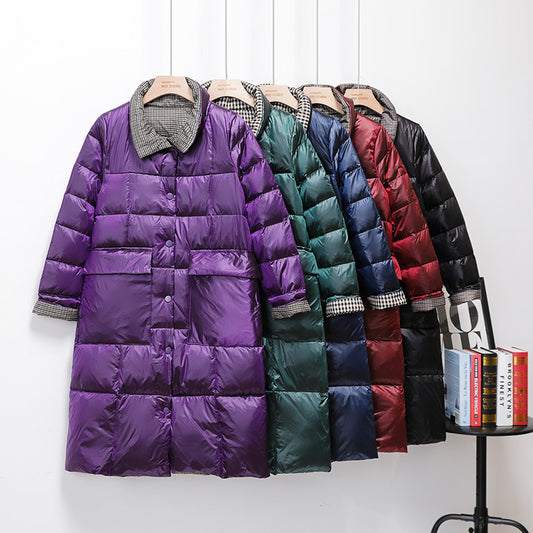 Women's Double-sided Wear Down Mid-length Korean Slimming Jackets