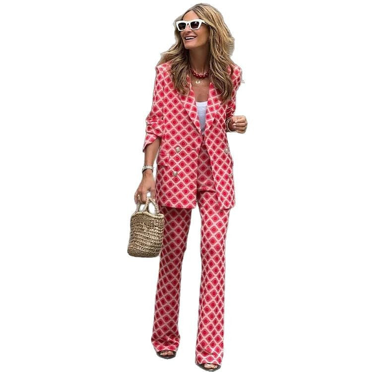 Women's Digital Printing Bohemian Long-sleeved Trousers Suits