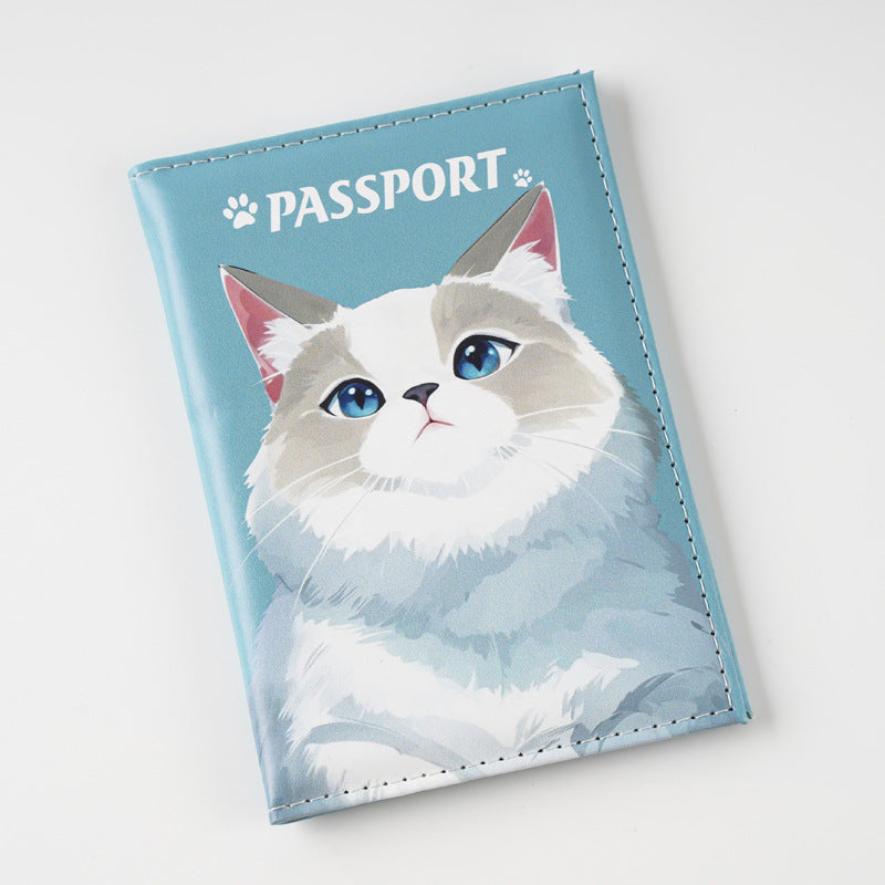 Kitten Puppy Color Printing Passport Cover Document Card Holder