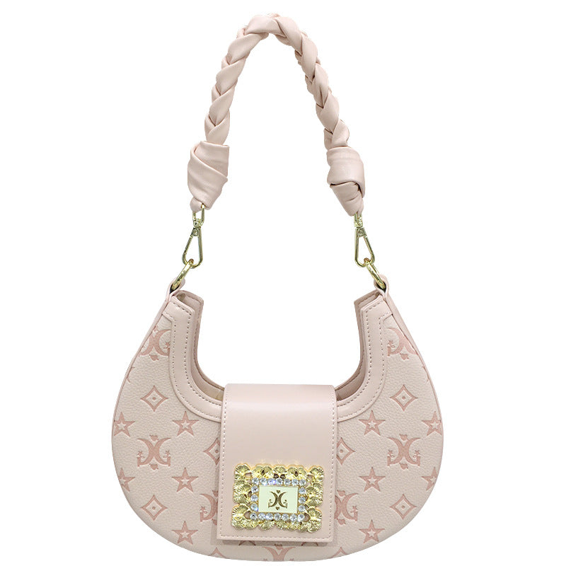 Twist Weave Crescent Autumn Niche Printed Armpit Bags