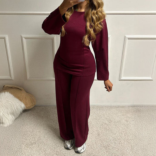 Women's Casual Fashion T-shirt Trousers Two-piece Suits