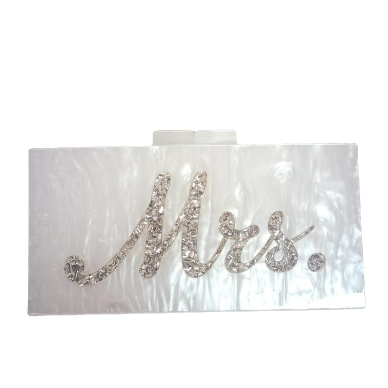 Women's Fashion White Pearl Alphabet Sequins Acrylic Clutch Evening Bags